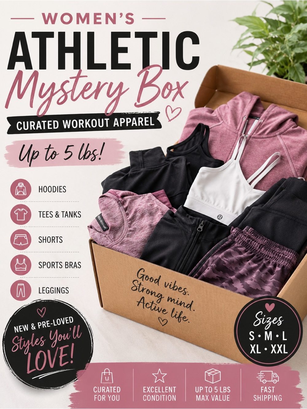 Women’s Athletic Mystery Box – Curated Workout Apparel (Up to 5 lbs!)
